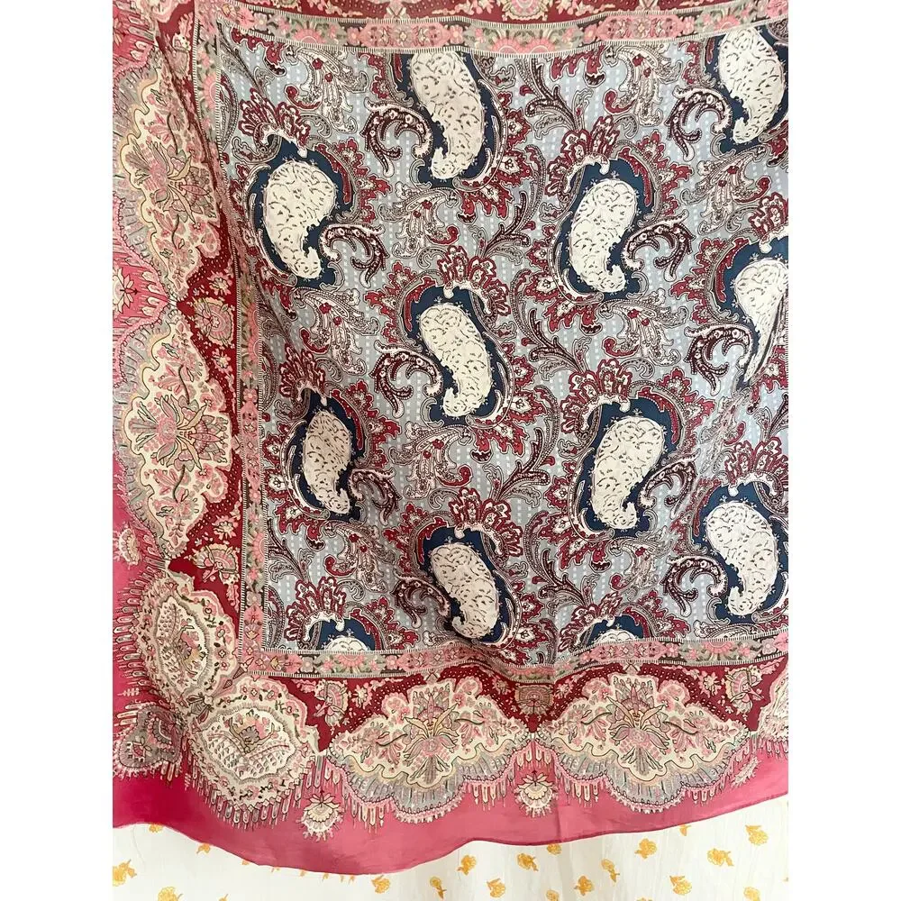 Vintage 90s Ralph Lauren Silk Scarf 30” Paisley Made in Japan Square